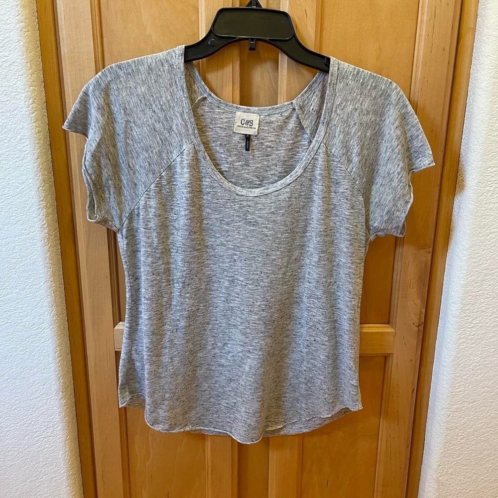 Gray scoop neck shirt top size medium fits a size small too